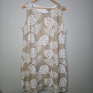 Charlie Paige Tropical Beige and White Sleeveless Womens Large Dress
